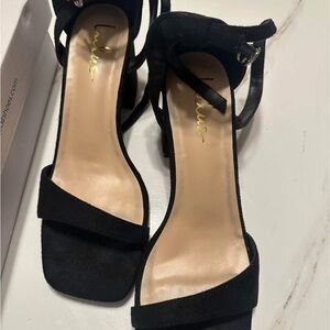 Lulu's Elegant Black Suede Heels.